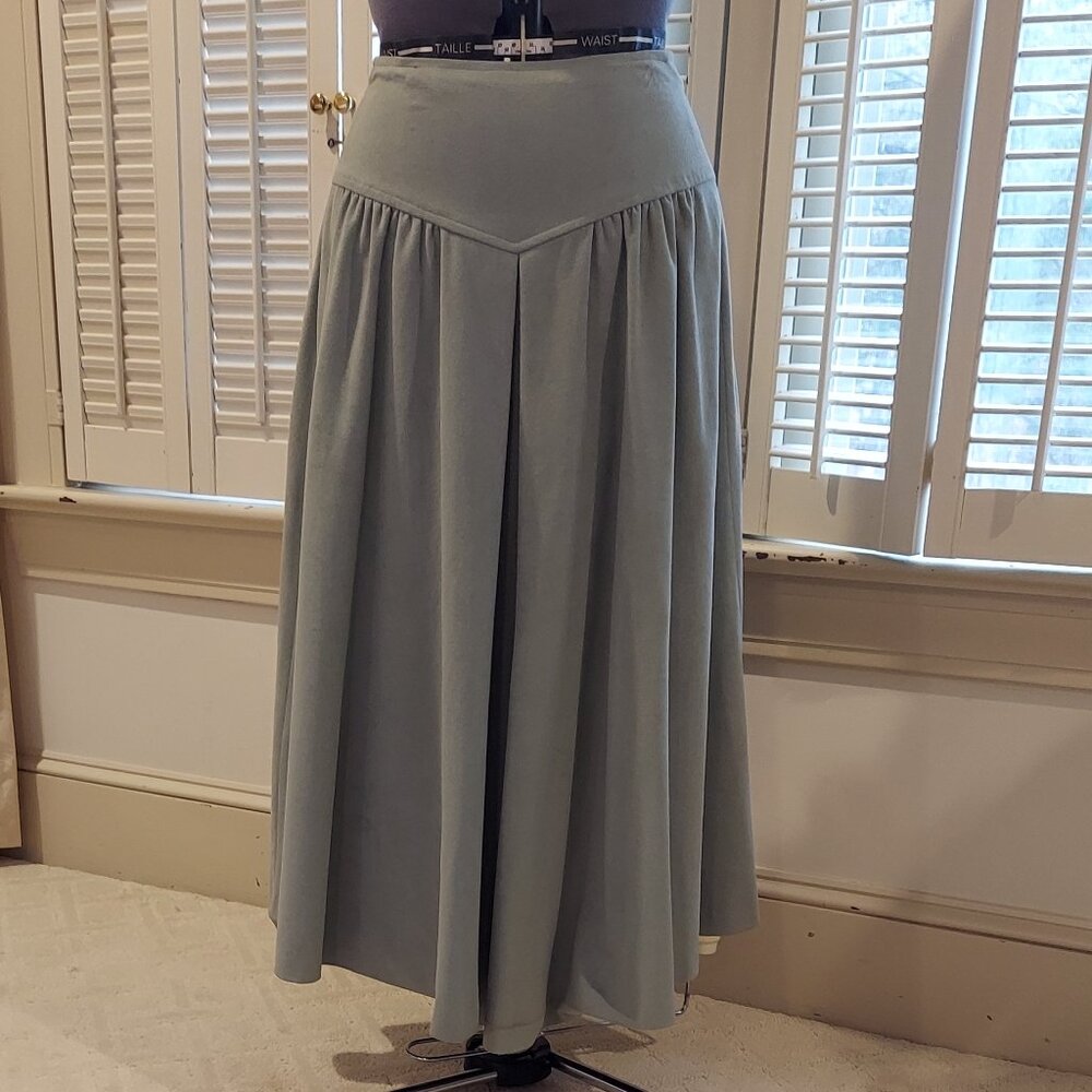 Vintage Sage Green Long Skirt Faux Suede Size XXS